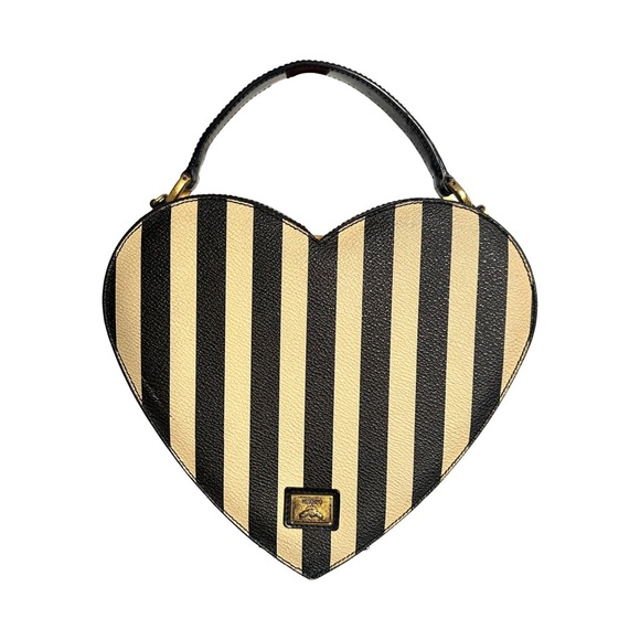 Moschino Handbags - Moschino redwall Striped Heart Top-Handle vintage 90s Bag the nanny rare